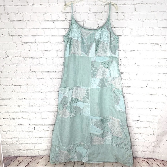 Euc-tera Bora Designer Italian Linen PatchWork Lagenlook Fully Lined Maxi Dress - Picture 7 of 16